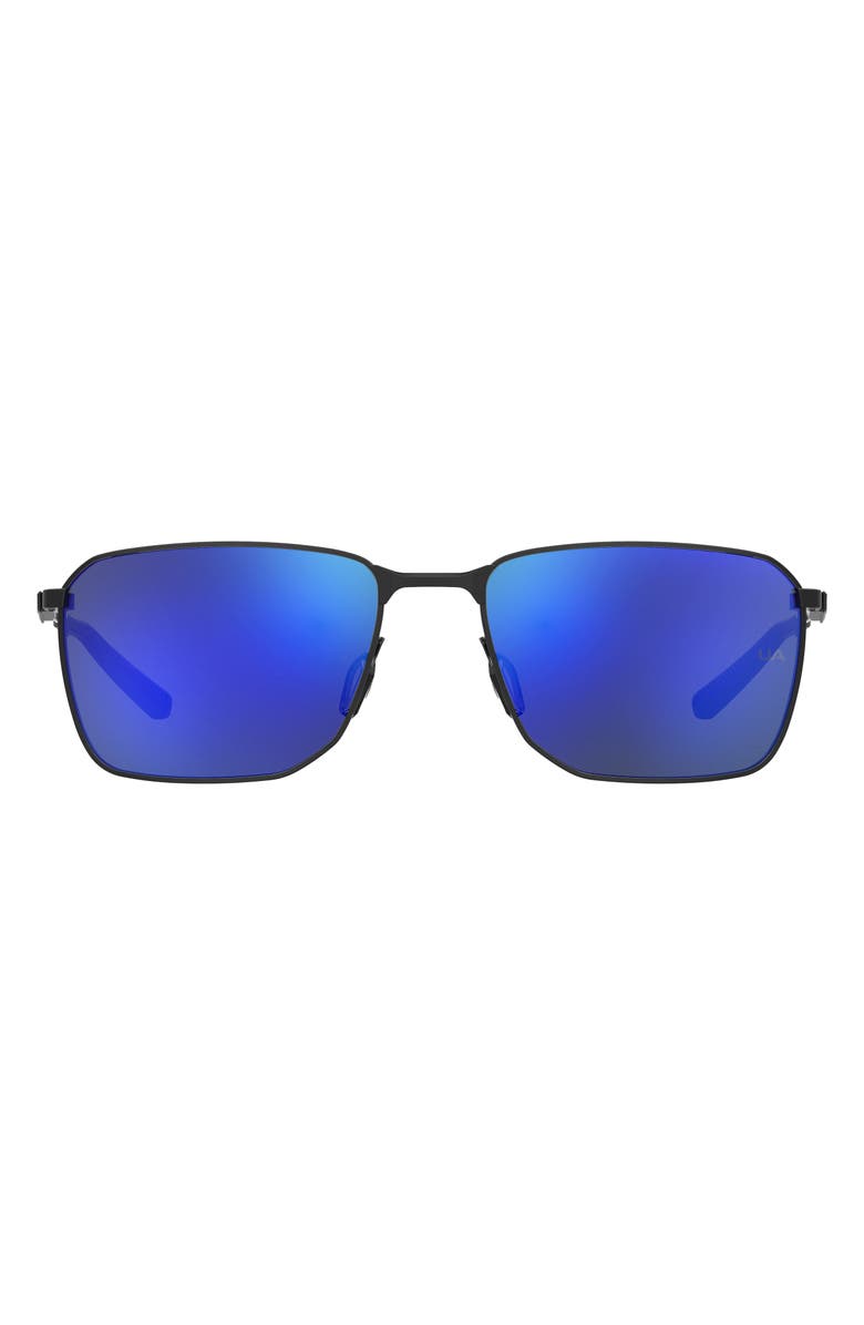 Under Armour 58mm Rectangular Sunglasses, Main, color, Black/ Blue Multilayer