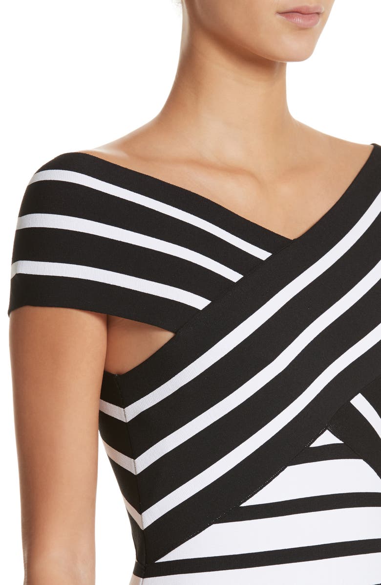 Carolina Herrera Stripe Off the Shoulder Maxi Dress, Alternate, color,