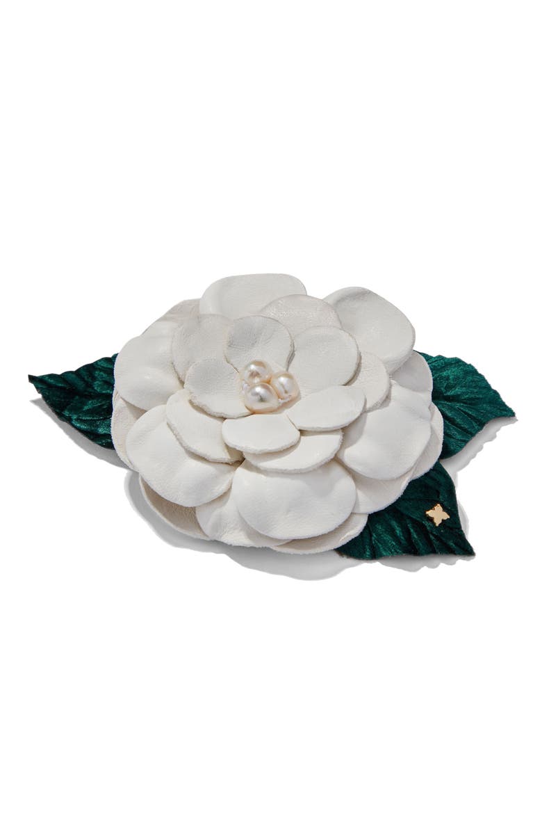 Helena Simon The Small White Gardenia Floral Brooch, Alternate, color, White