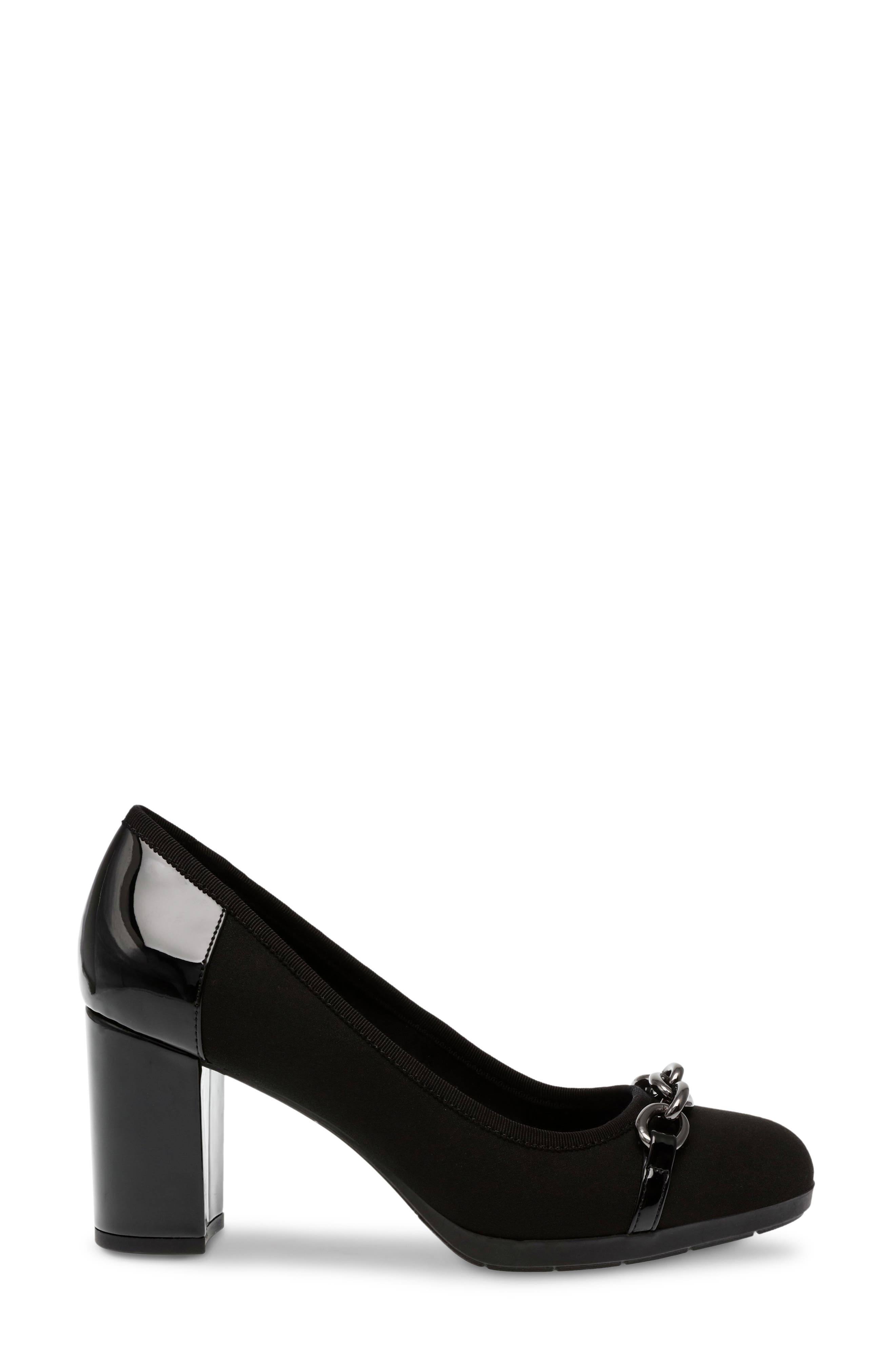 Anne Klein Celina Chain Block Heel Pump, Alternate, color, Black Stretch