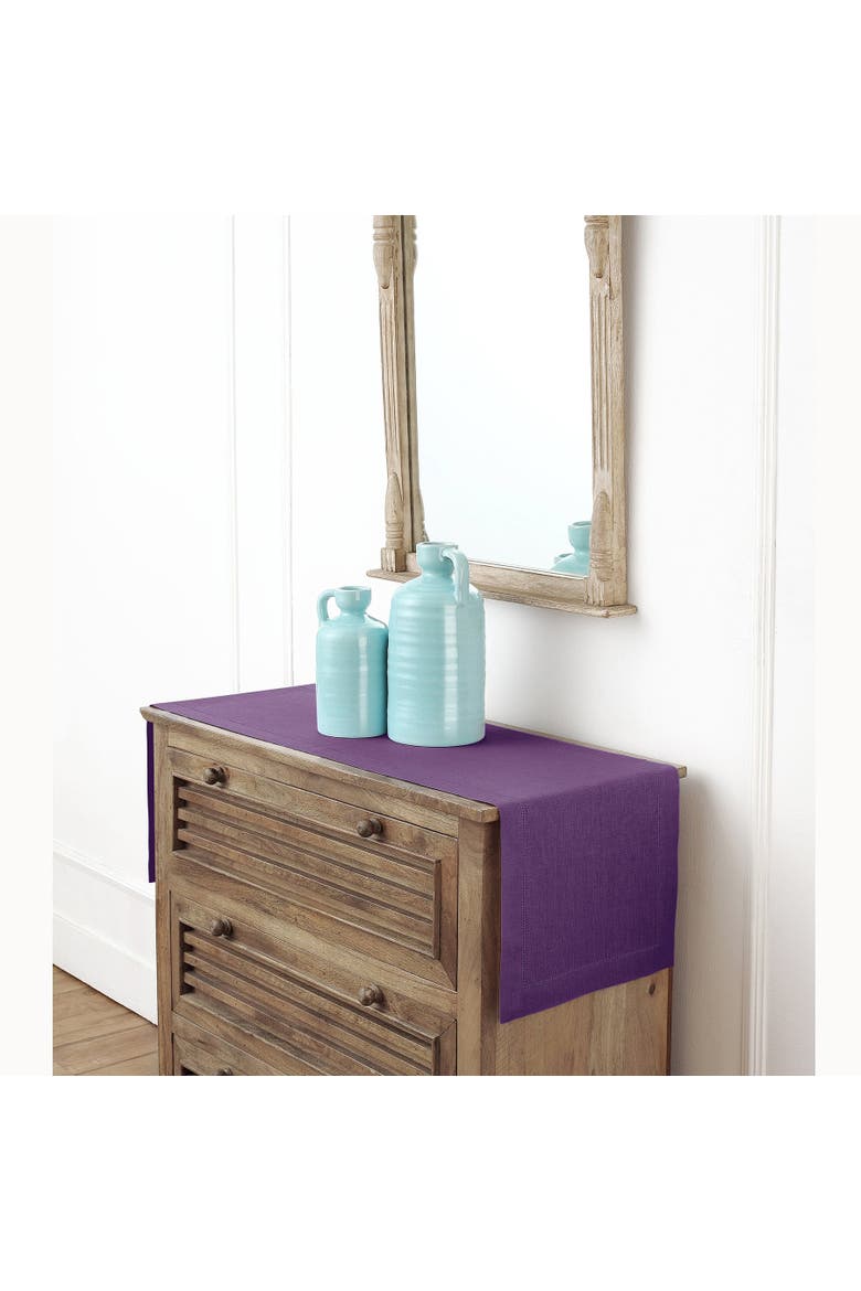 Linen Table Runner - Classic Hemstitch, Alternate, color, Purple