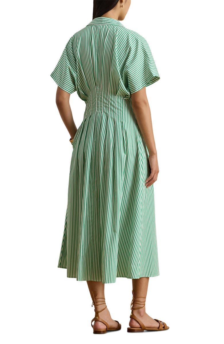Lauren Ralph Lauren Stripe Cotton Midi Shirtdress, Alternate, color, Green/ White Multi