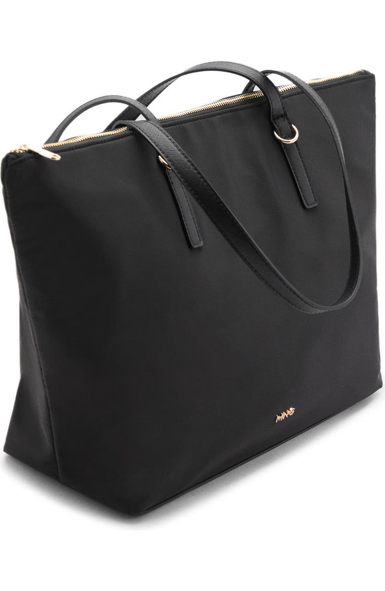 MANGO Nylon Shopper Bag, Alternate, color, Black
