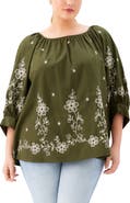 Karen Kane Embroidered Blouson Top