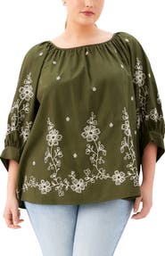 Karen Kane Embroidered Blouson Top