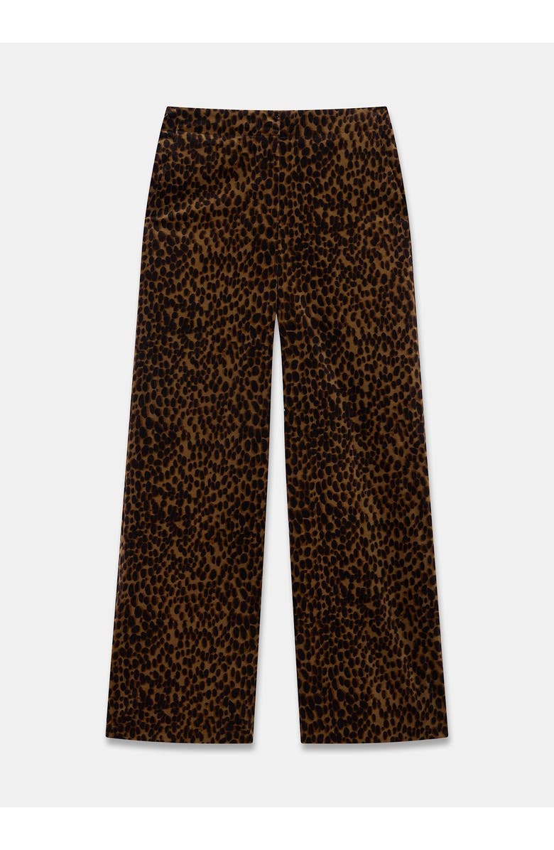 MINT VELVET Leopard Print Velvet Straight Trousers, Alternate, color, Brown