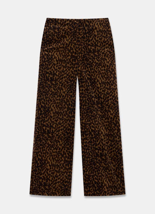 Mint Velvet Leopard Print Velvet Straight Trousers In Brown