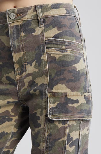 Camo Print Straight Leg Cargo Pants