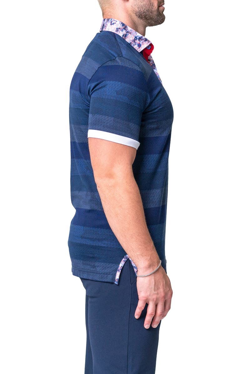 Maceoo Mozartpolk Blue Stripe Cotton Polo, Alternate, color, Blue