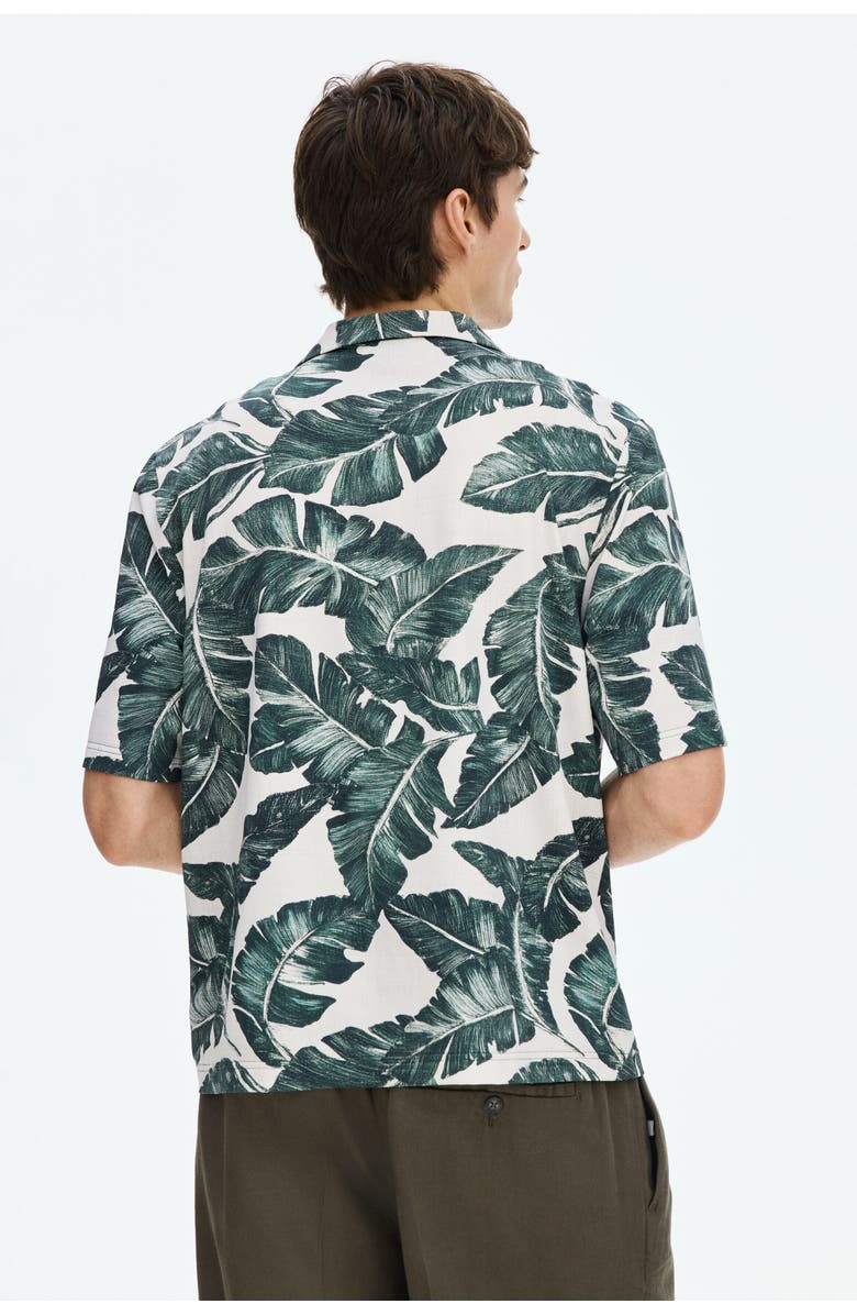 H&M Regular Fit Resort Shirt, Alternate, color, White/Plants