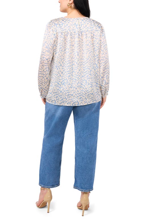 VINCE CAMUTO VINCE CAMUTO ABSTRACT PRINT SATIN BUTTON-UP SHIRT 