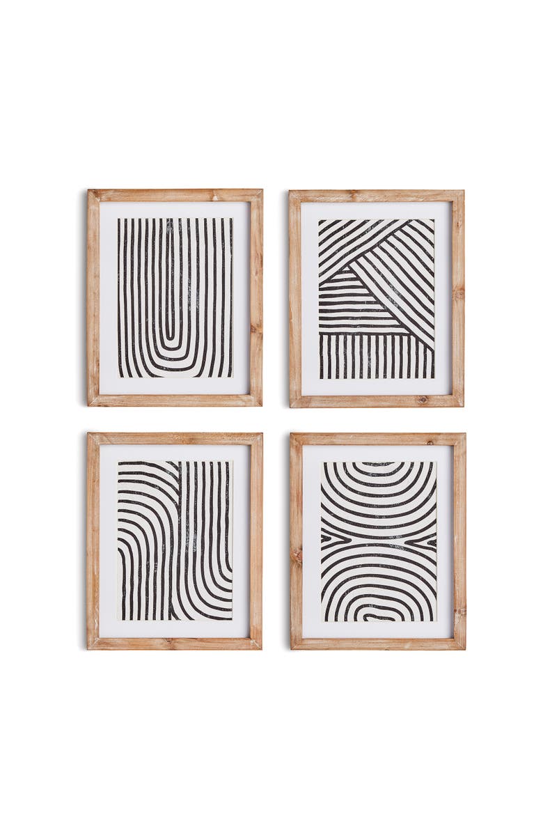 Napa Home & Garden Achromatic Linear Petite Prints Set of 4, Main, color, Black