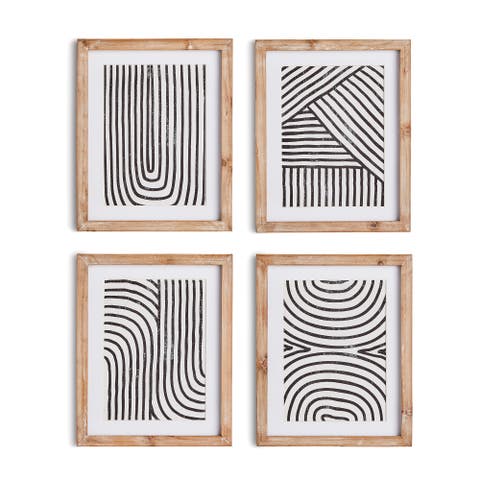 Achromatic Linear Petite Prints Set of 4