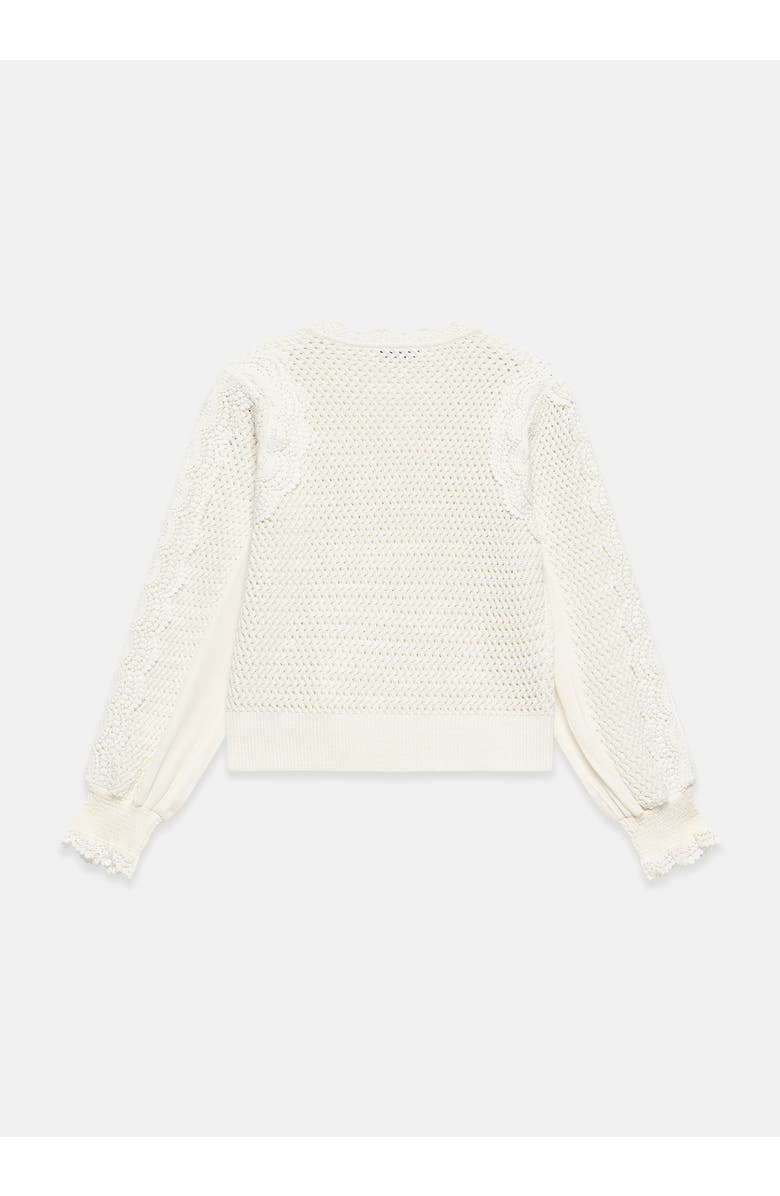 MINT VELVET Cotton Blend Crochet Detail Sweater, Alternate, color, Open White