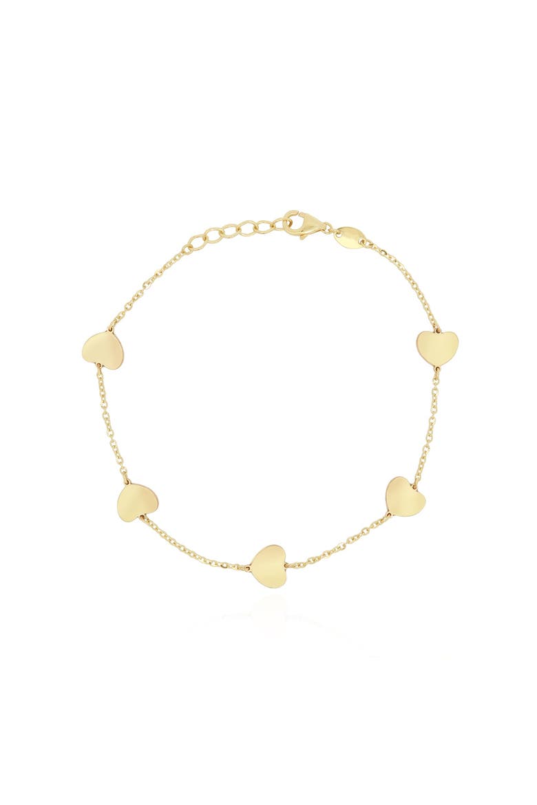 Gold Heart Station Bracelet, Main, color, Yellow Gold