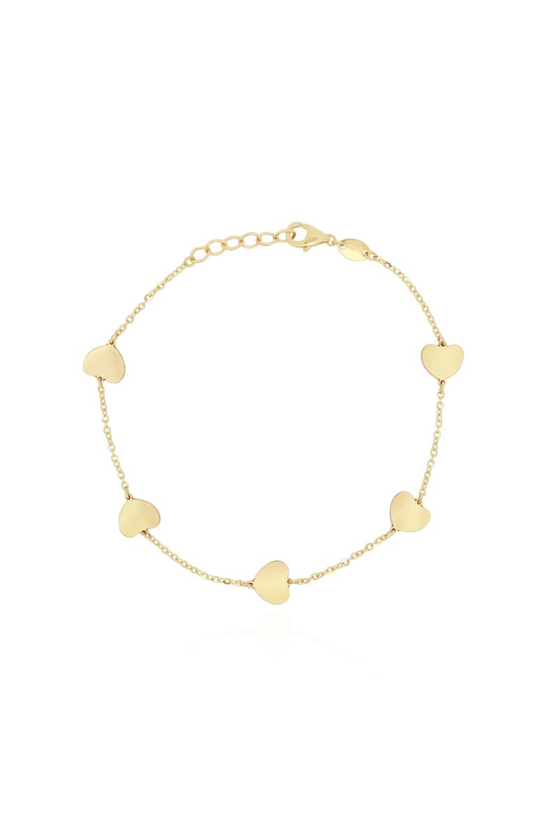 The Lovery Fine Jewelry Gold Heart Station Bracelet, Main, color, Yellow Gold