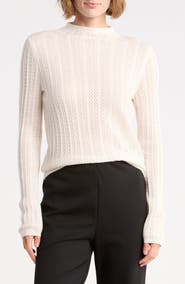 ELIE ELIE TAHARI Pointelle Funnel Neck Sweater