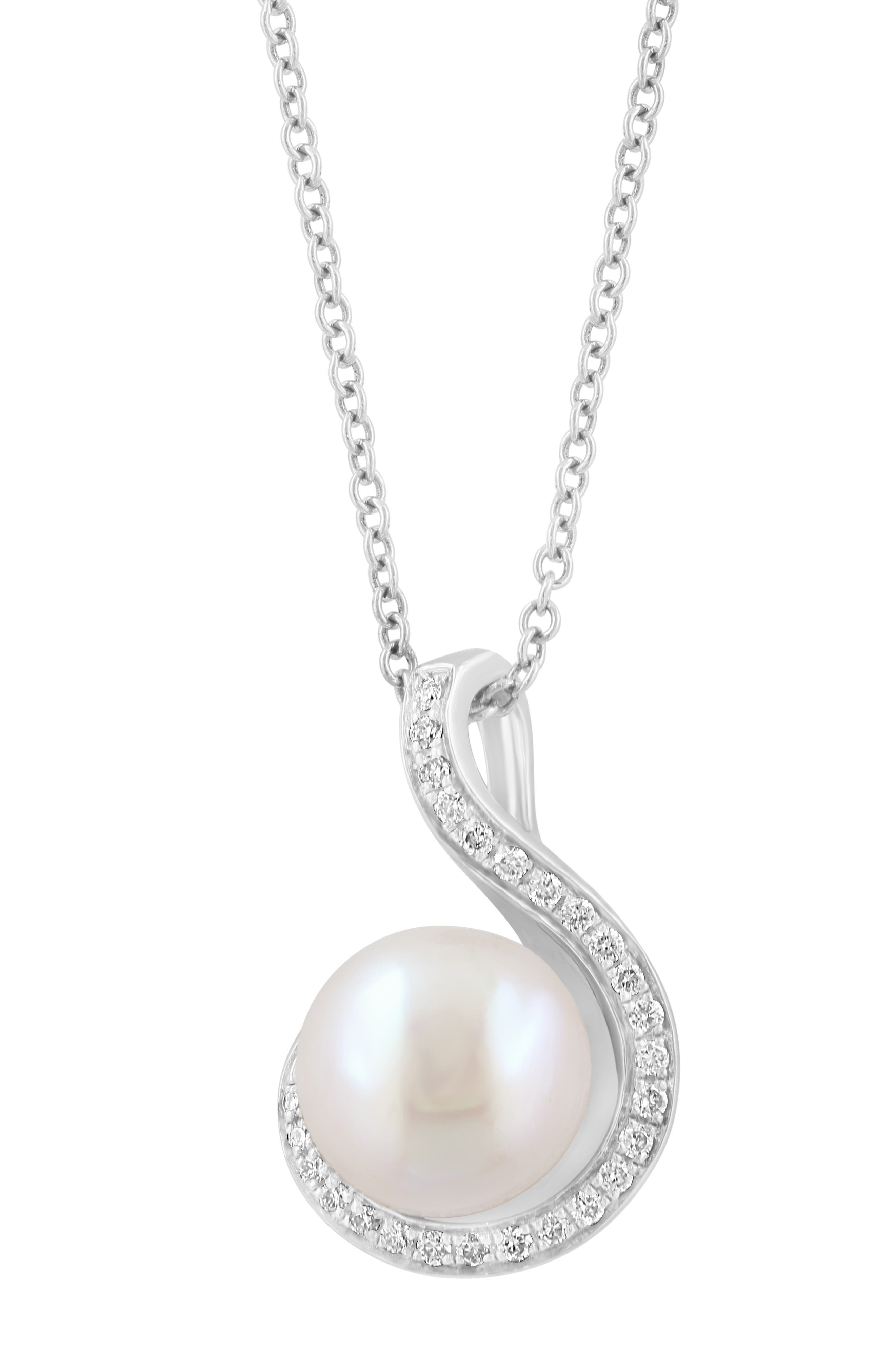 EFFY Diamond & Freshwater Pearl Pendant Necklace