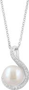 EFFY Diamond & Freshwater Pearl Pendant Necklace