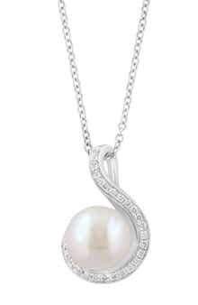 EFFY Diamond & Freshwater Pearl Pendant Necklace