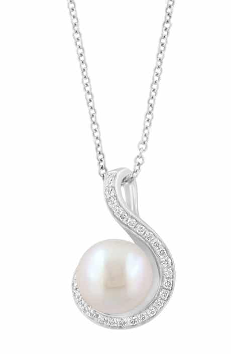 EFFY Diamond & Freshwater Pearl Pendant Necklace