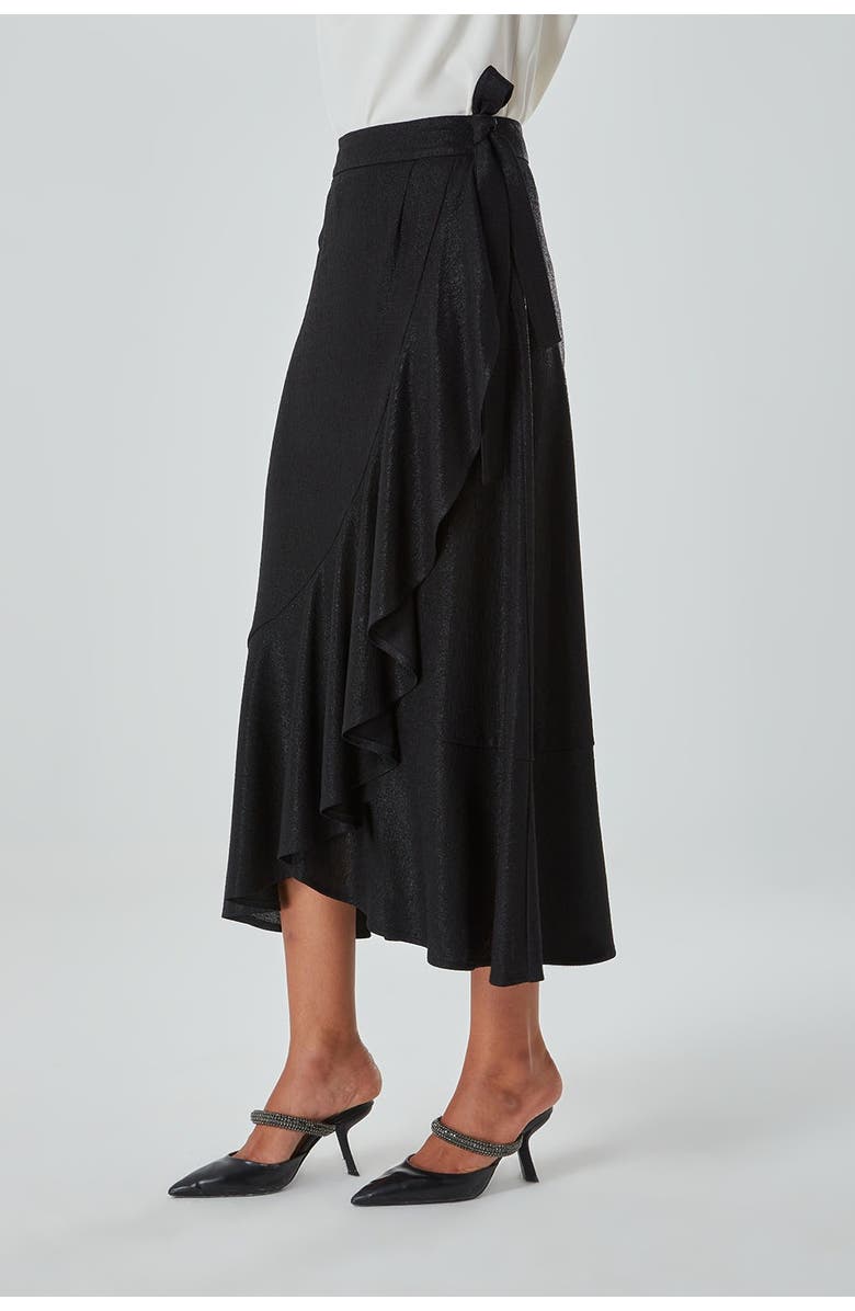 Mizalle Ruffle Skirt - Black, Alternate, color, 