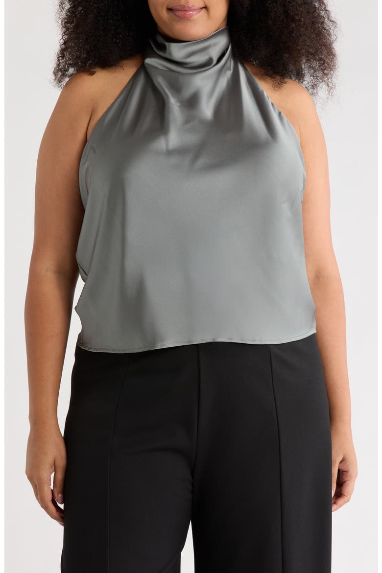 Satin Halter Top, Main, color, NEW SAGE
