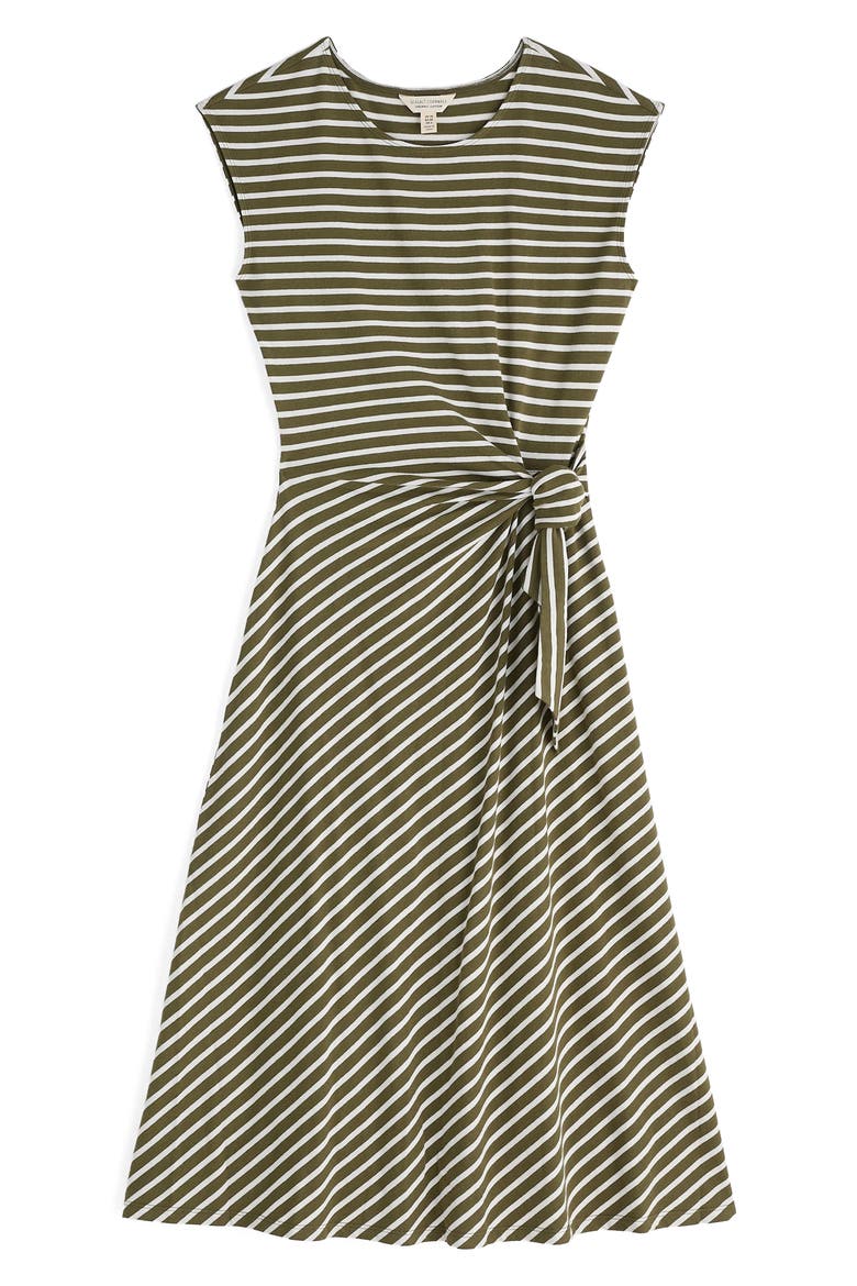 Fettling Stripe Tie Waist Jersey Midi Dress, Alternate, color, APPLE SLICE LIGHT OLIVE