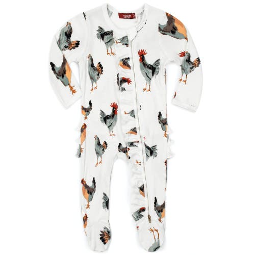 Milkbarn Organic Cotton Ruffle Zipper Footed Romper