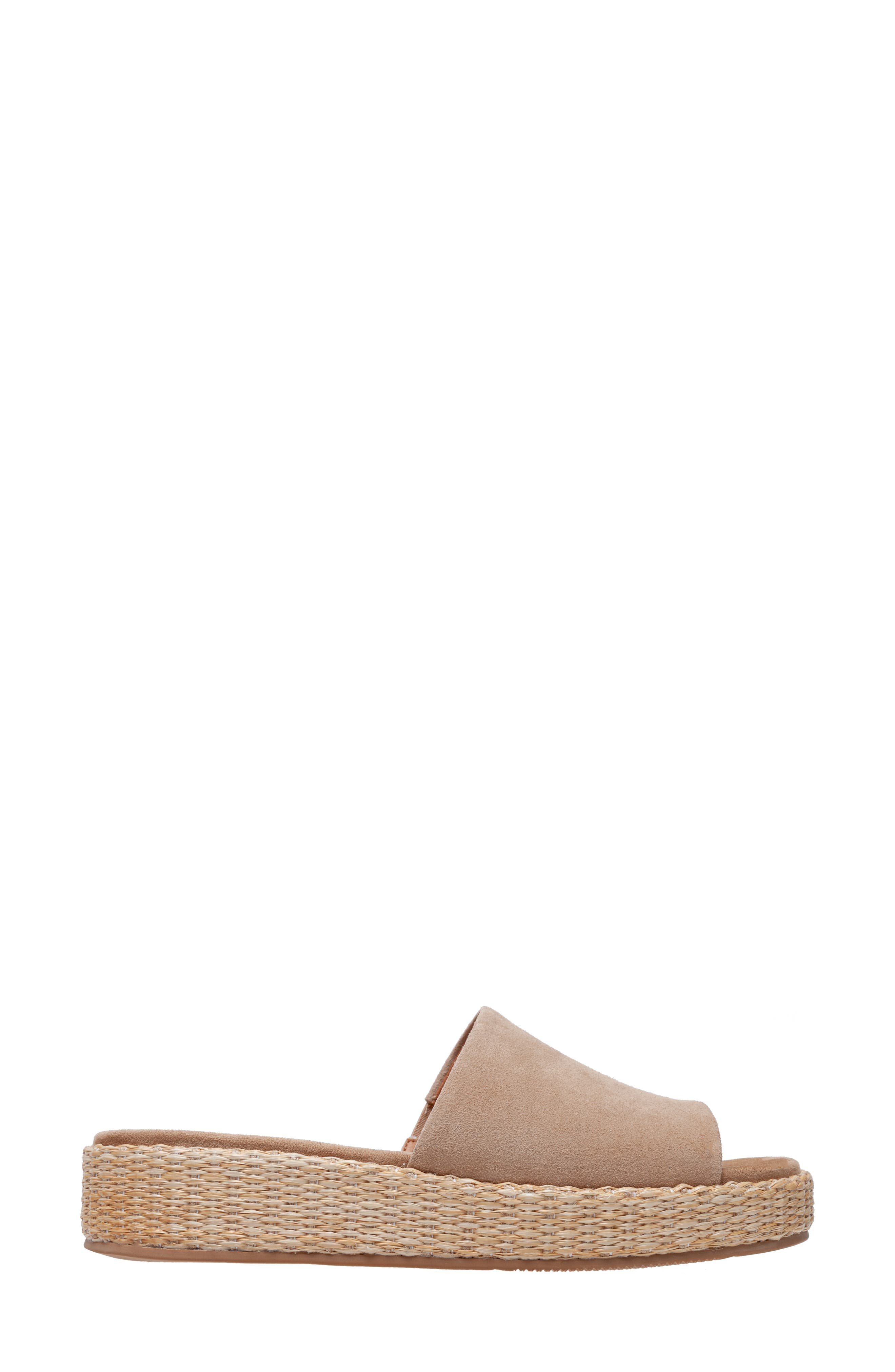 Smile Platform Slide Sandal, Alternate, color, TAN CAMEL RAFFIA