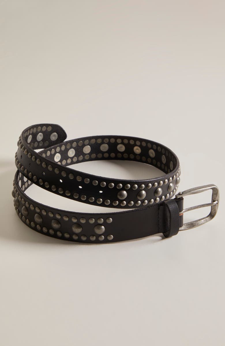 Free People We the Free Sola Studded Leather Belt, Alternate, color, Black