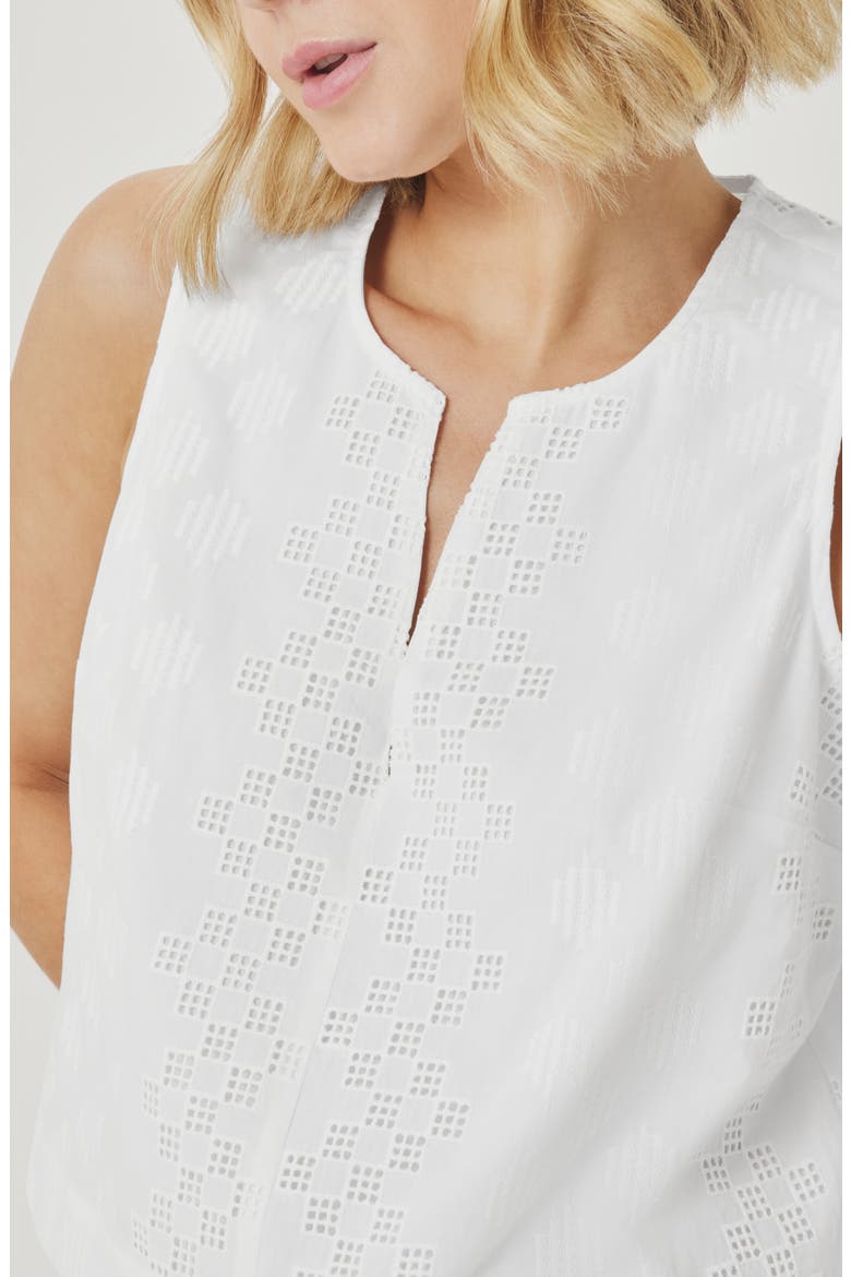 Kenzie Geo Eyelet Crop Tank, Alternate, color, WHITE