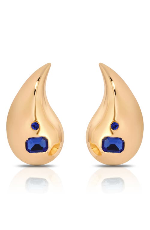 Ettika Teardrop Statement Earrings in Sapphire 