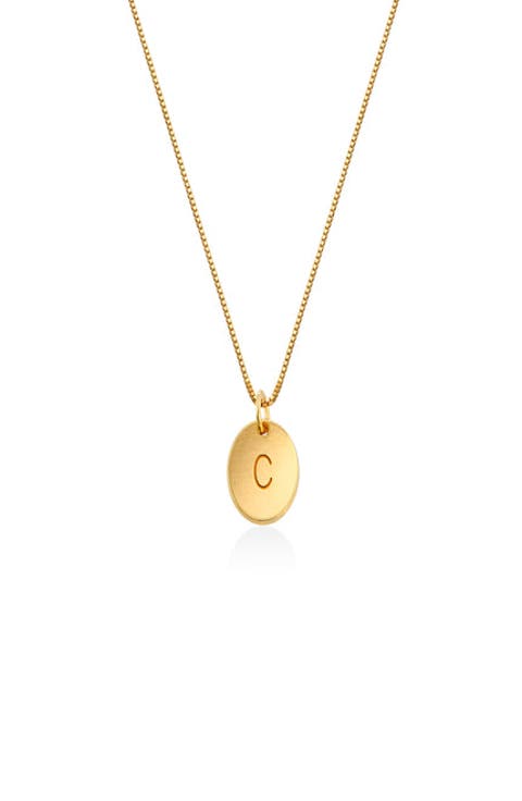 Willow Initial Disc Necklace- 18K Gold Plated Silver