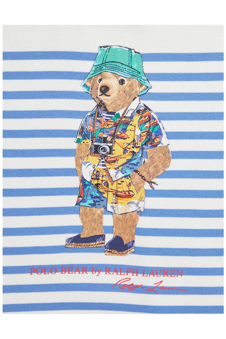 Kids' Stripe Polo Bear Graphic Sweatshirt, Alternate, color, NEVIS/ SCOTTSDLE BLUE BEAR