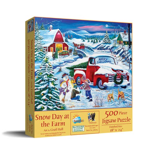 Snow Day at the Farm 500 piece Jigsaw Puzzle for Adults
