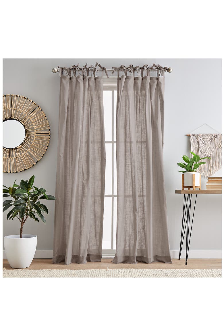 Set of 2 Sheer Cotton Window Panels, Alternate, color, BEIGE
