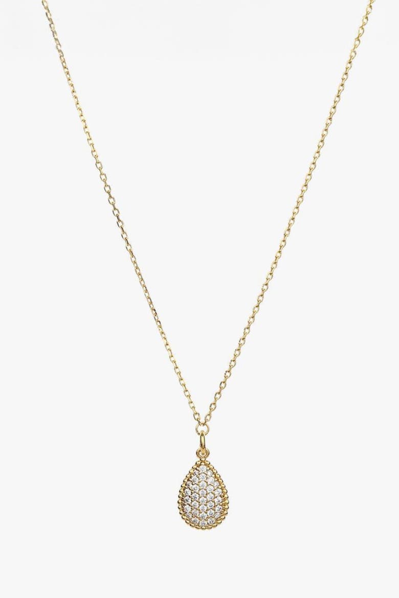 Sterling Silver 18k Gold Plated Leah Crystal Necklace Sparkle Trendy, Main, color, Gold