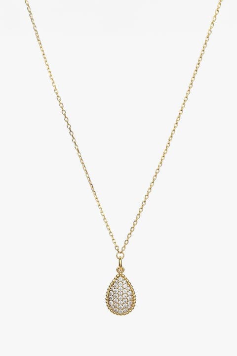 Sterling Silver 18k Gold Plated Leah Crystal Necklace Sparkle Trendy