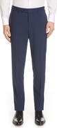 Canali Flat Front Classic Fit Solid Stretch Wool Dress Pants