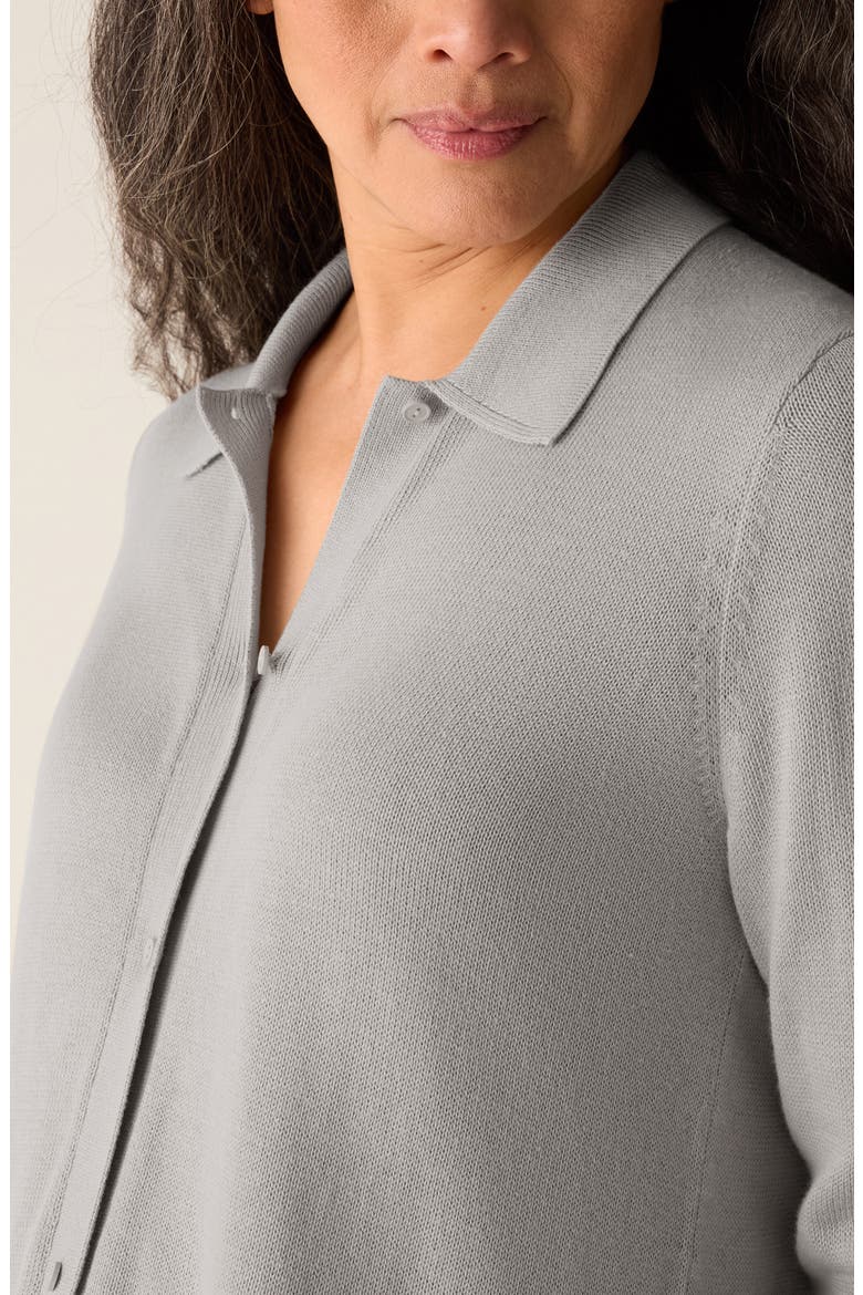 Collared Organic Cotton Blend Cardigan, Alternate, color, CHALK