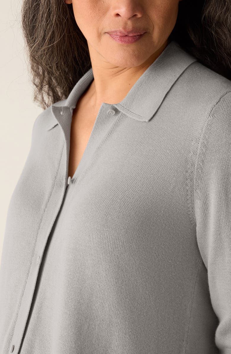 Eileen Fisher Collared Organic Cotton Blend Cardigan, Alternate, color, Chalk
