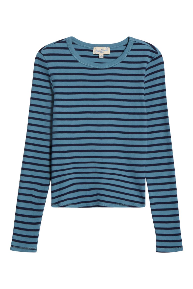 Jamie Stripe Long Sleeve Cotton Top, Alternate, color, BLUE