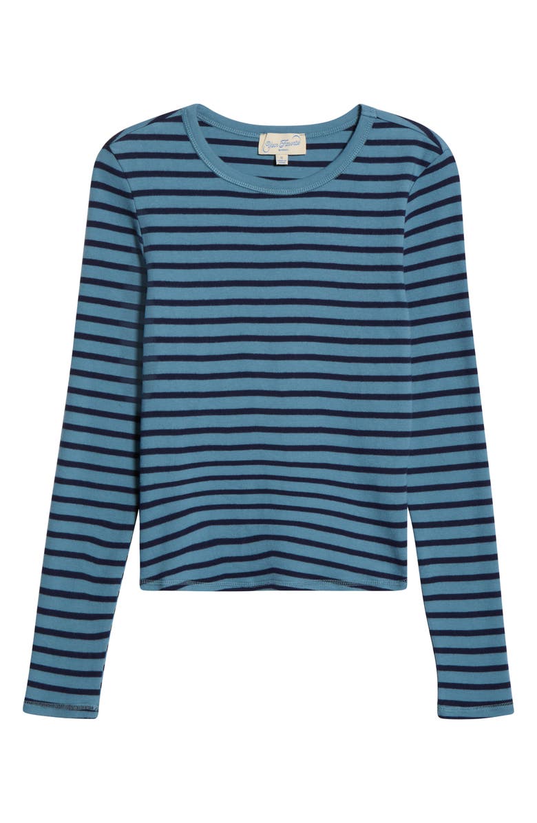 PacSun Jamie Stripe Long Sleeve Cotton Top, Alternate, color, Blue