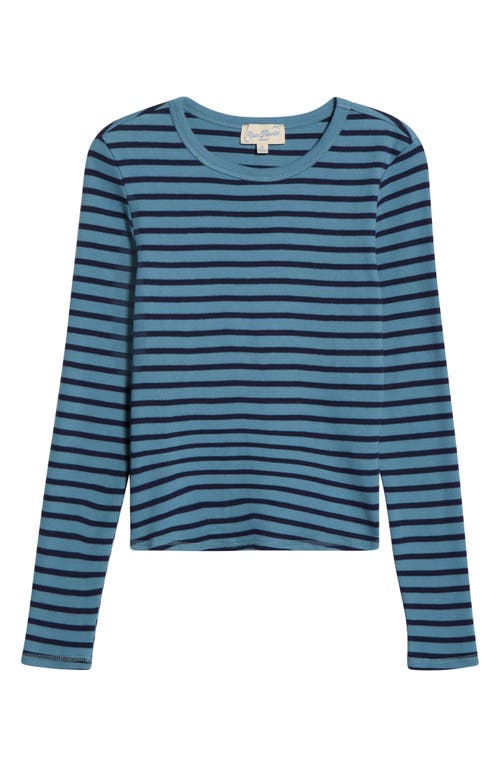 Pacsun Jamie Stripe Long Sleeve Cotton Top In Blue