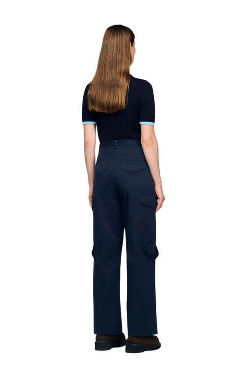 Sandro Haytham High Rise Cargo Pants In Blue