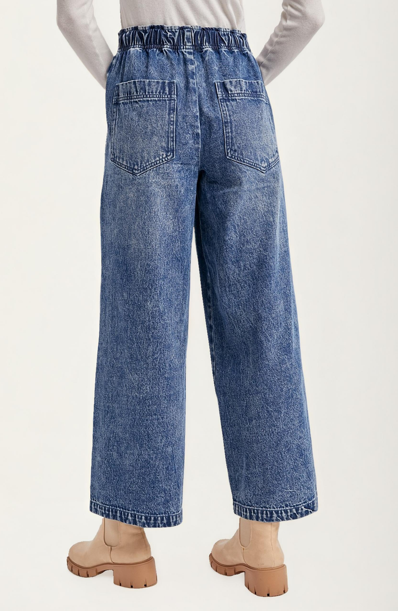 Knit and Lounge Wide Leg Drawstring Denim Pants, Alternate, color, 