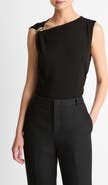 Vince Draped Sleeveless Wool Blend Top