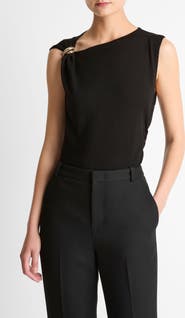 Vince Draped Sleeveless Wool Blend Top