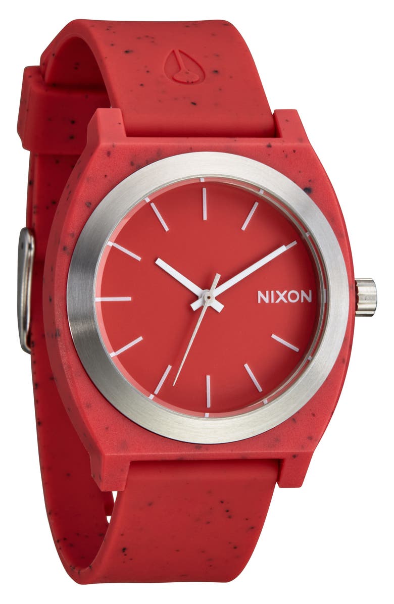 Nixon Time Teller OPP Silicone Strap Watch, 39.5mm, Alternate, color, Red